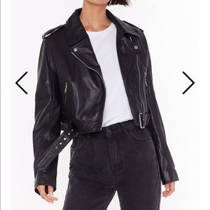 NASTY GAL Leather Have I Ever Leather Blk Jacket
